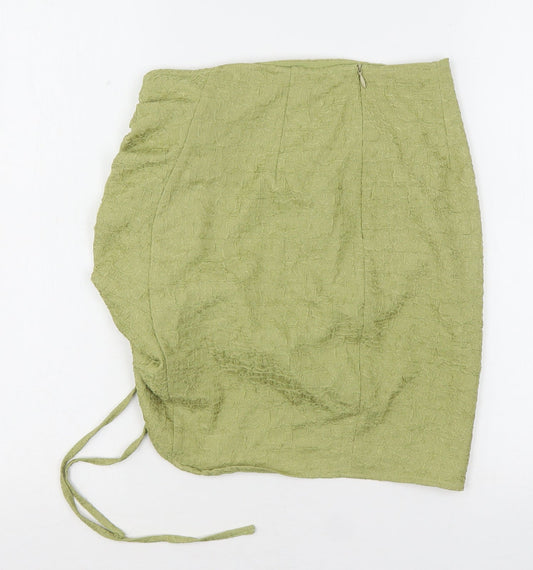 PRETTYLITTLETHING Womens Green Polyester Mini Skirt Size 8