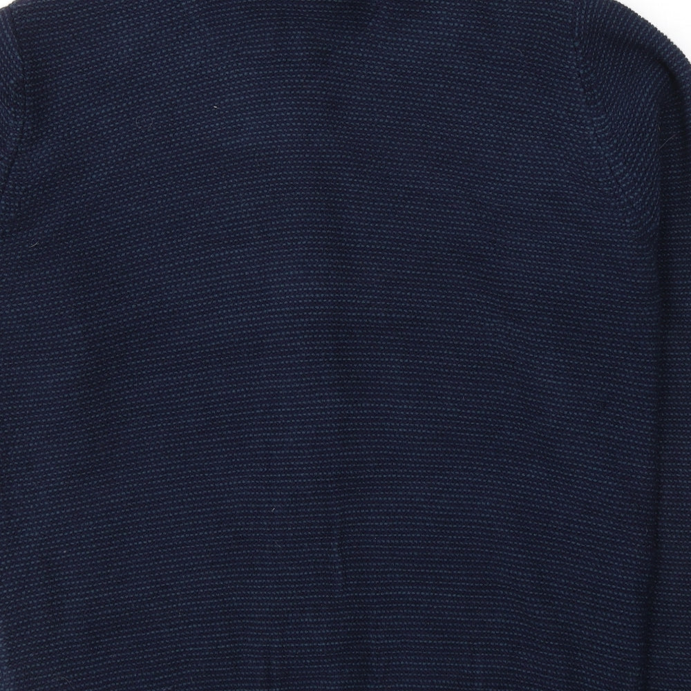 Marks and Spencer Womens Blue Geometric Acrylic Full Zip Sweatshirt Size M Zip