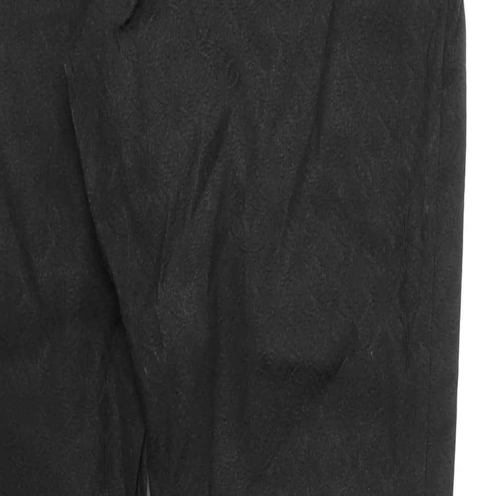 NEXT Womens Black Geometric Cotton Trousers Size 10 L28 in Regular Buckle