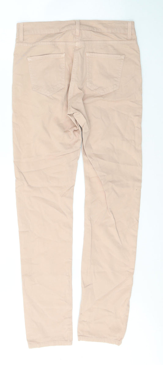 Wallis Womens Pink Cotton Skinny Jeans Size 10 L31 in Regular Button