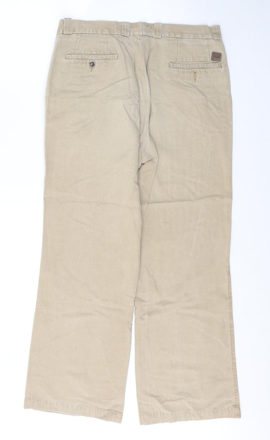Pemus Mens Brown Cotton Trousers Size 34 L29 in Slim Button