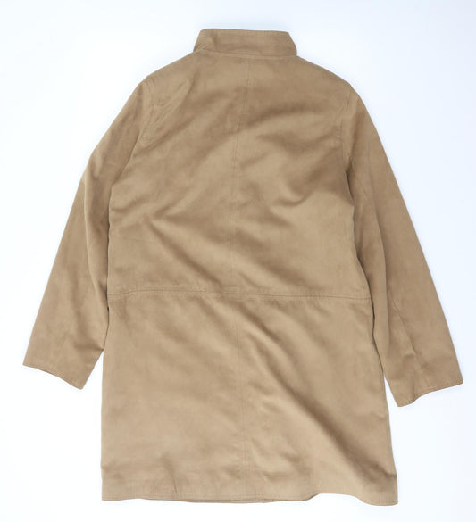 Preworn Womens Beige Jacket Size 12 Button