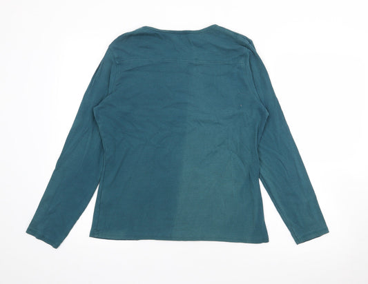 Arista Womens Blue Scoop Neck Cotton Pullover Jumper Size 16