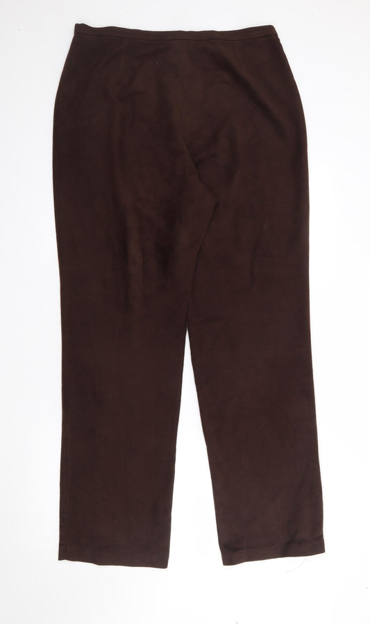 Liza Lovell Womens Brown Polyester Trousers Size 16 L30 in Regular