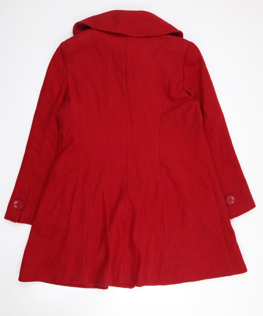 BHS Womens Red Overcoat Coat Size 20 Button