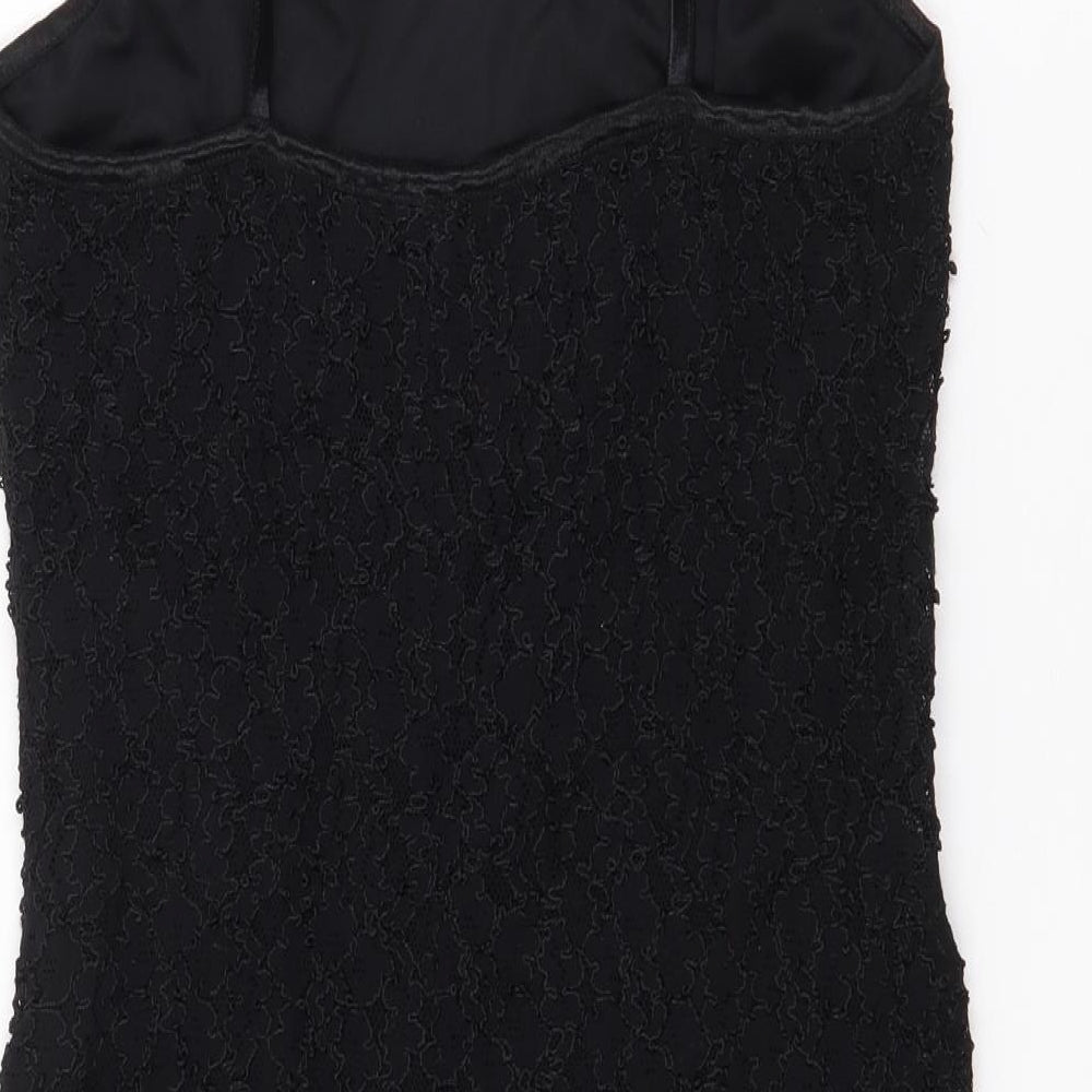 Lella Womens Black Polyester Bodycon Size 12 V-Neck