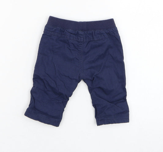 Matalan Boys Blue Cotton Jogger Trousers Size 6-9 Months Pullover