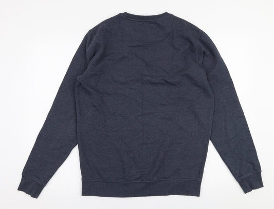 !Solid Mens Grey Polyester Pullover Sweatshirt Size M