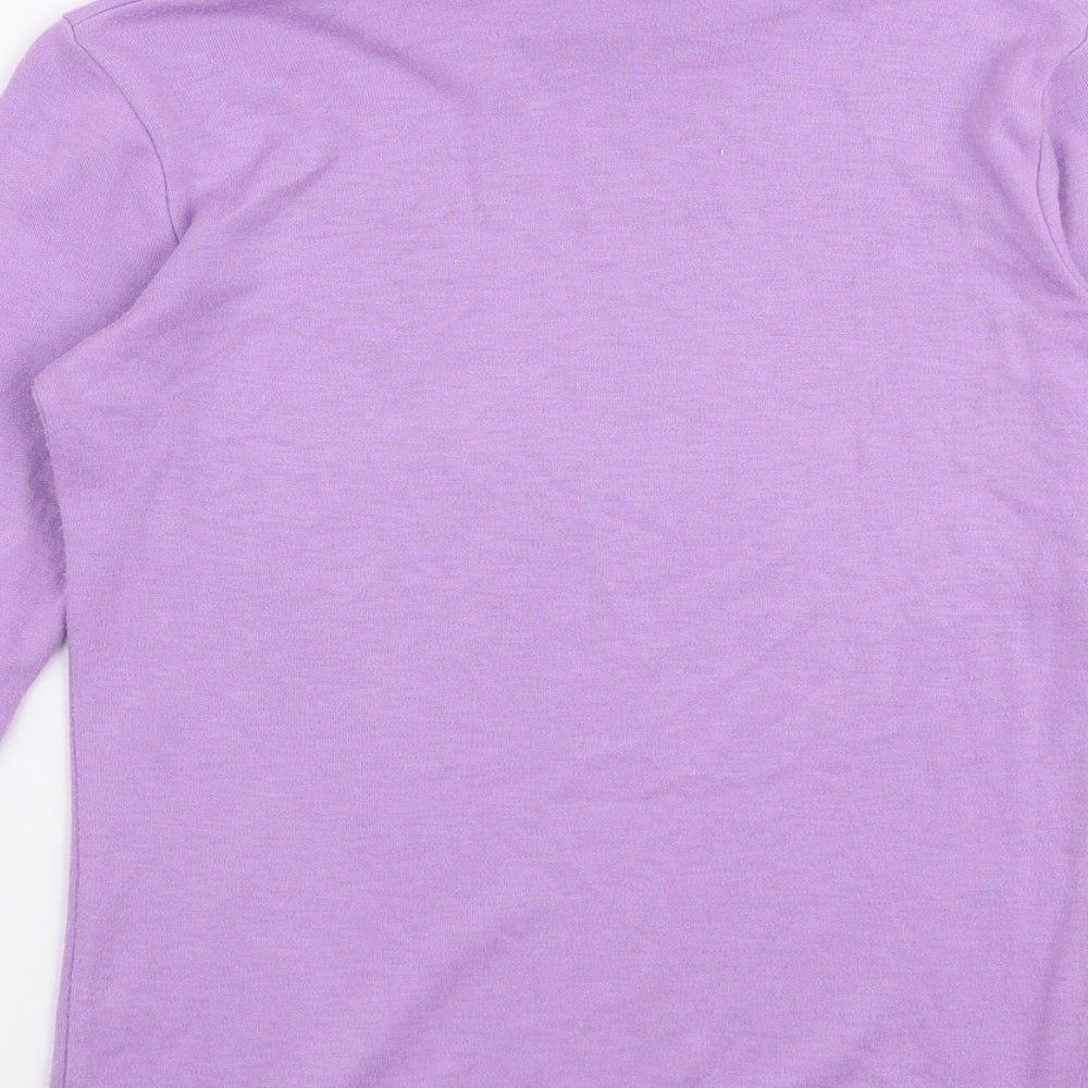 Afibel Womens Purple Polyester Jersey T-Shirt Size 12 High Neck