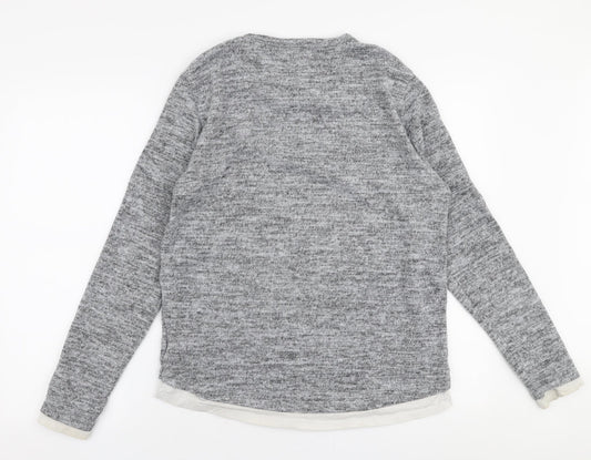 Brave Soul Mens Grey Round Neck Polyester Pullover Jumper Size L