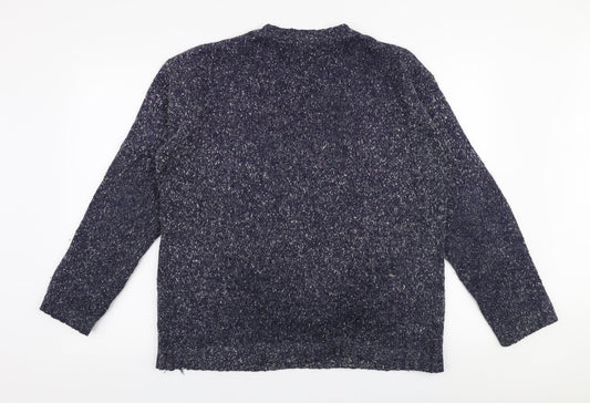 Trademark Mens Blue Round Neck Acrylic Pullover Jumper Size S