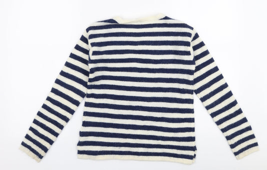 H&M Girls Multicoloured Round Neck Striped Acrylic Pullover Jumper Size 11-12 Years Pullover - Love