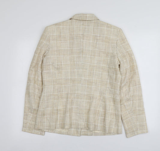 Field Manor Womens Beige Plaid Jacket Size 8