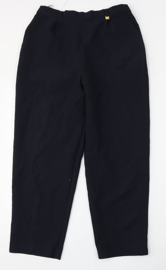 Wilkies Womens Blue Polyester Trousers Size 14 L24 in Regular