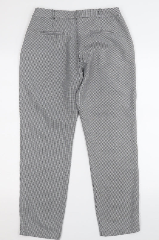 Dorothy Perkins Womens Grey Check Polyester Dress Pants Trousers Size 8 L24 in Regular Zip