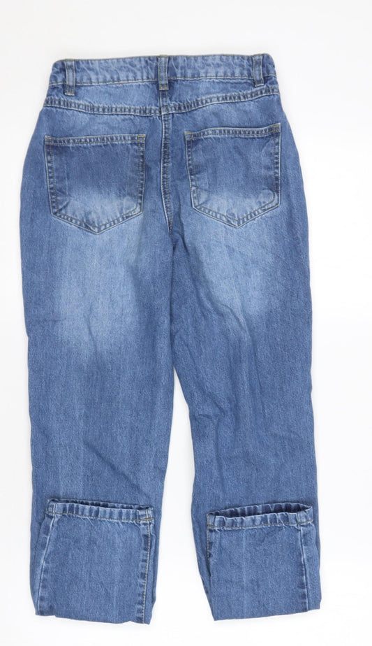 PARISIAN SIGNATURE Womens Blue Cotton Skinny Jeans Size 6 L26 in Regular - Distressed