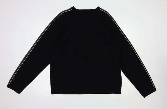 Fashion Union Mens Black Crew Neck Acrylic Pullover Jumper Size XL