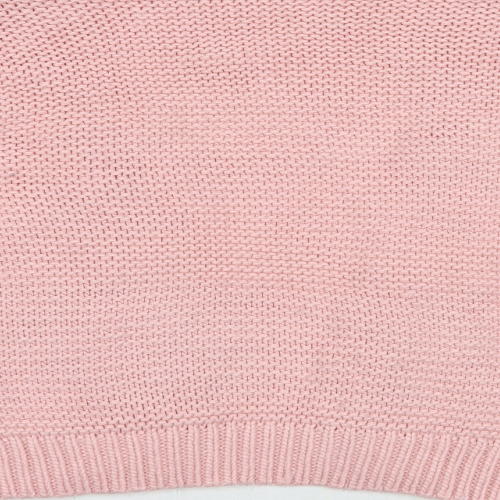 Sheilay Womens Pink V-Neck Acrylic Cardigan Jumper Size M