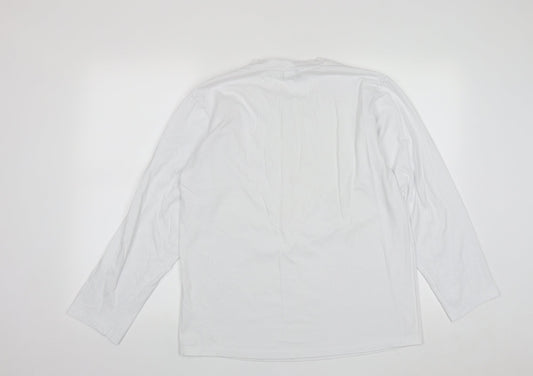HeyBig Mens White Cotton Polo Size XL Round Neck