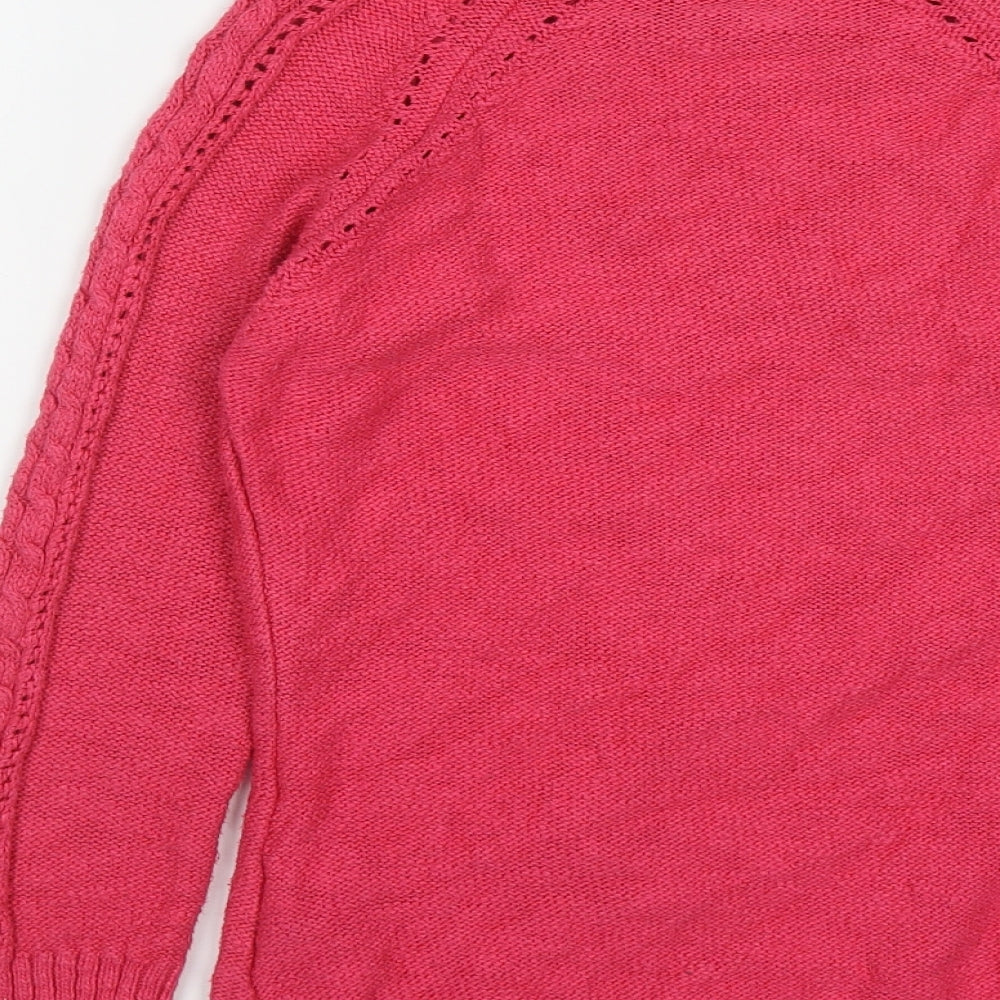 Marks and Spencer Womens Pink Round Neck Cotton Pullover Jumper Size 8