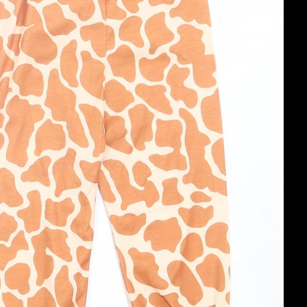 prewornq Girls Brown Geometric Cotton Capri Trousers Size 9-12 Months Pullover