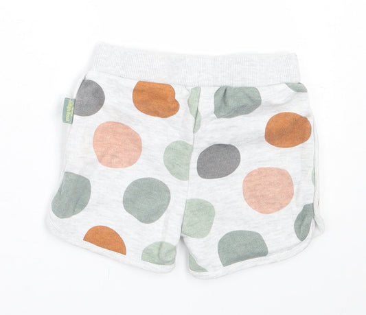 Primark Girls Grey Geometric Cotton Cropped Trousers Size 9-12 Months Tie