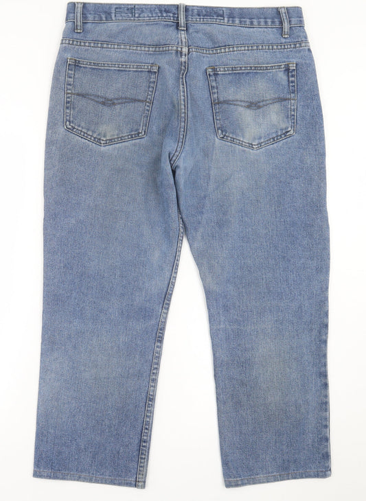 Authenic Denim Mens Blue Cotton Skinny Jeans Size 36 in L30 in Regular Button
