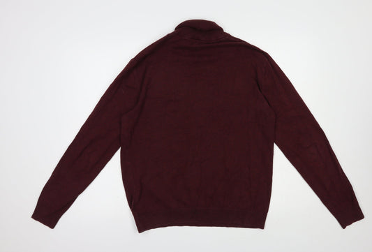 NEXT Mens Purple Roll Neck Cotton Pullover Jumper Size L