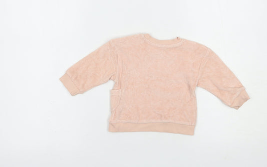 Nutmeg Baby Pink Cotton Pullover Jumper Size 3-6 Months Snap - Smile