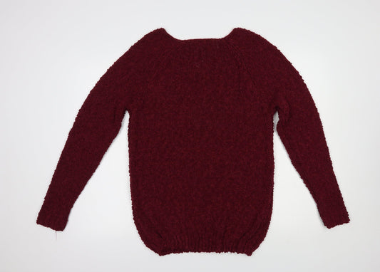 Absolutely Famous Womens Purple V-Neck Polyester Pullover Jumper Size XL