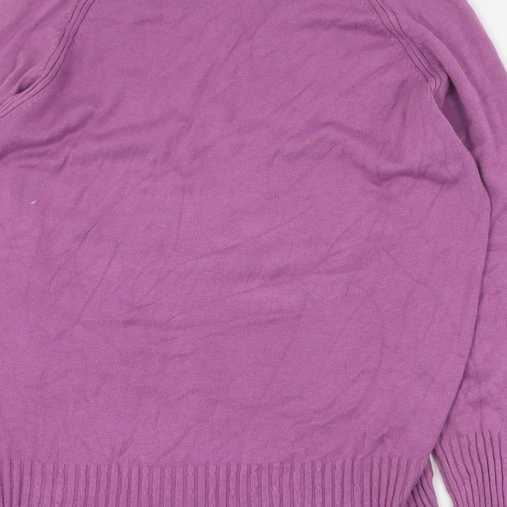 CC Womens Purple V-Neck Viscose Pullover Jumper Size M
