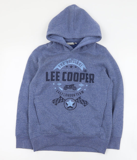 Lee Cooper Boys Blue Polyester Pullover Hoodie Size M Pullover