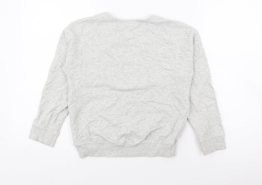 NEXT Girls Grey Cotton Pullover Sweatshirt Size 8 Years - Bunny Rabbit