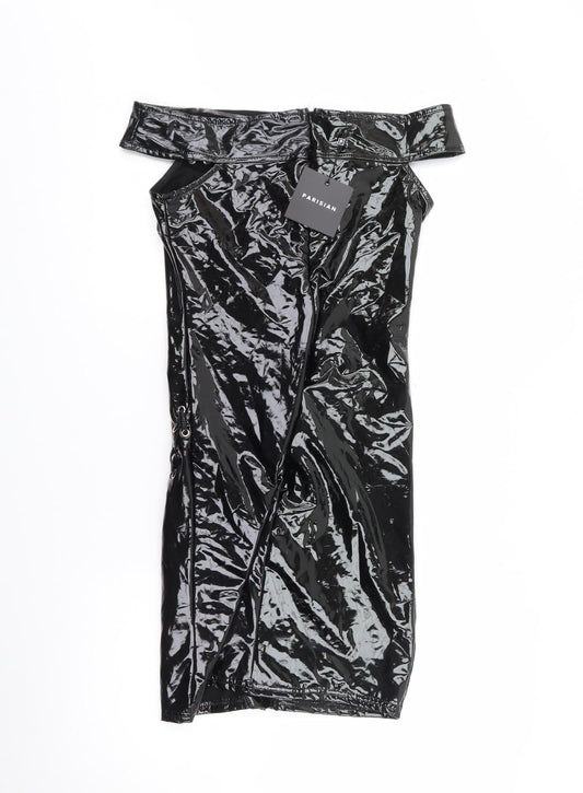Parision Womens Black Polyester Bodycon Size 8 Off the Shoulder