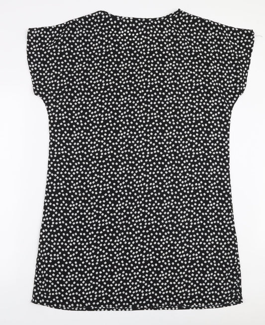 SheIn Womens Black Floral Polyester A-Line Size L Round Neck Pullover