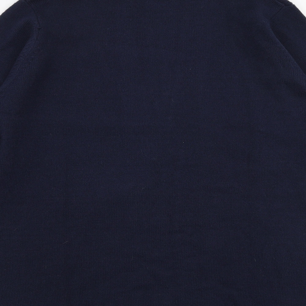 Isle Essentials Womens Blue V-Neck Acrylic Cardigan Jumper Size M