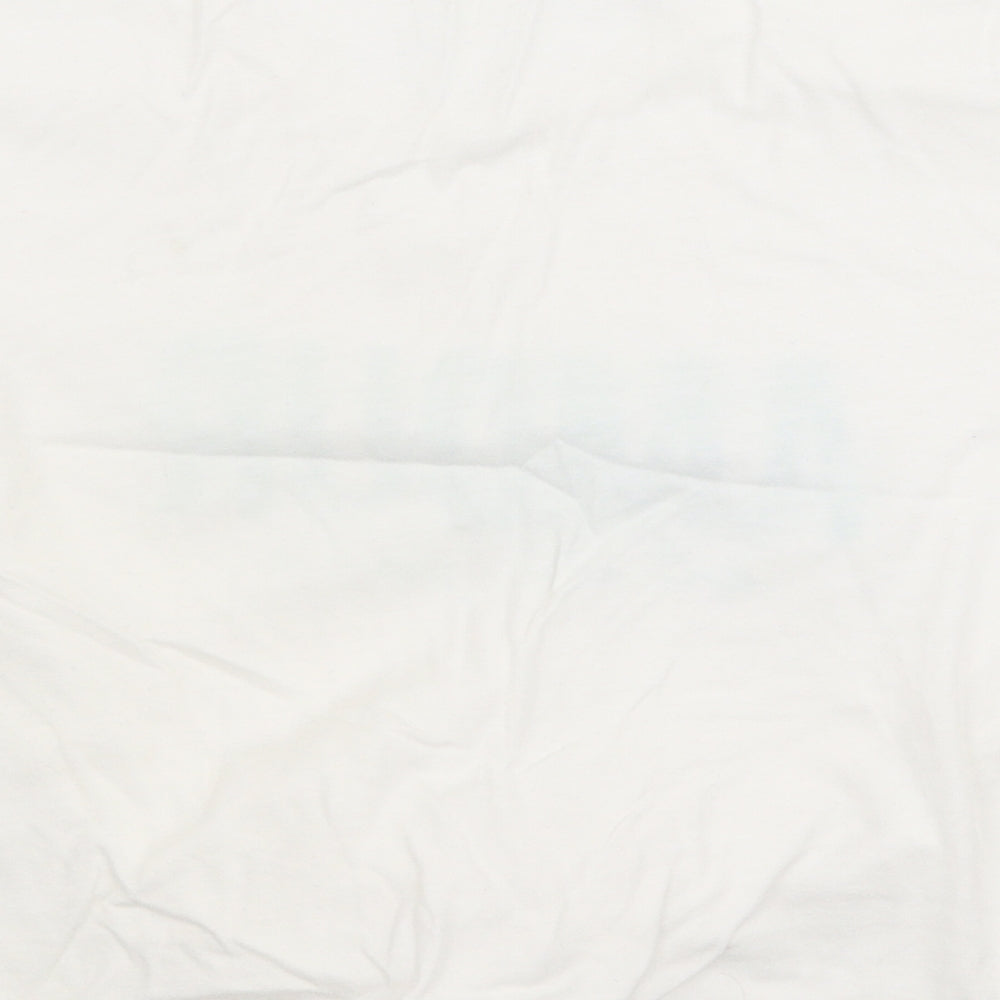 New Look Womens White Cotton Cropped T-Shirt Size 6 Round Neck - Amour