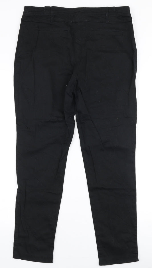 Red Herring Womens Black Polyester Trousers Size 12 L27 in Slim Zip