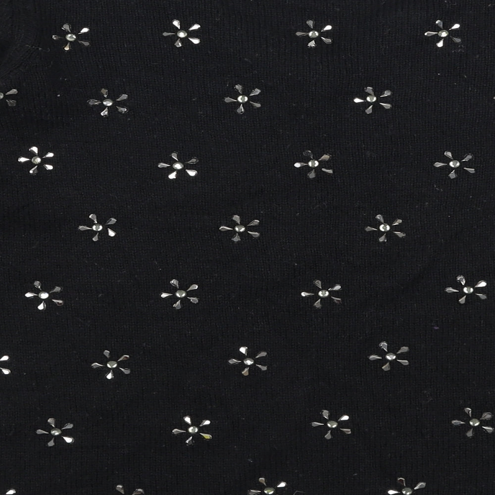 Mango Womens Black Round Neck Polyester Pullover Jumper Size M