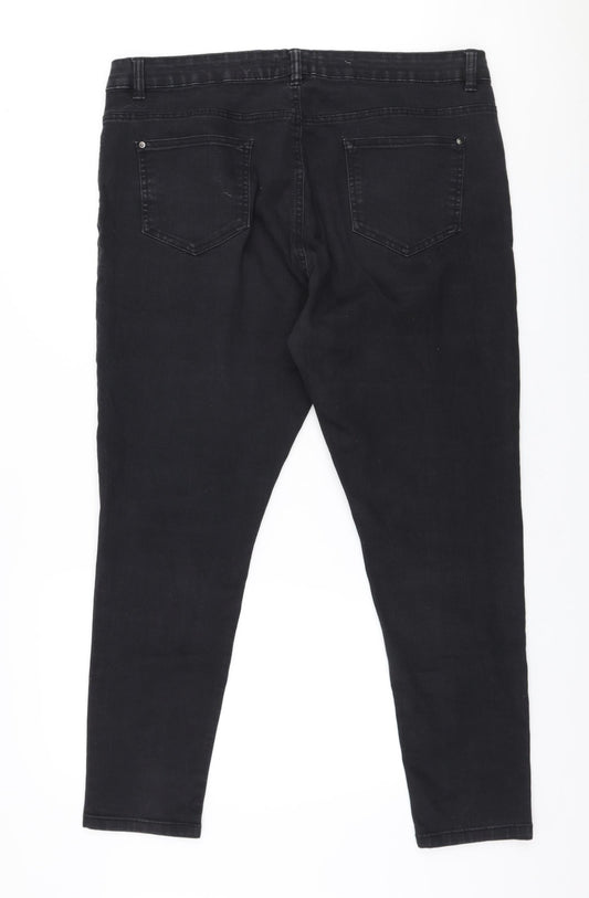 Label Be Womens Black Cotton Skinny Jeans Size 18 L28 in Slim Zip