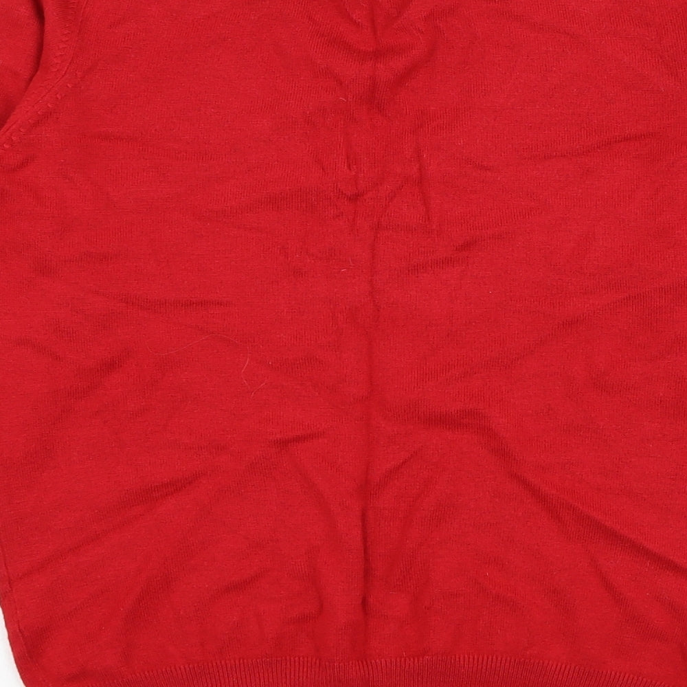 Marks and Spencer Womens Red V-Neck Viscose Pullover Jumper Size 12