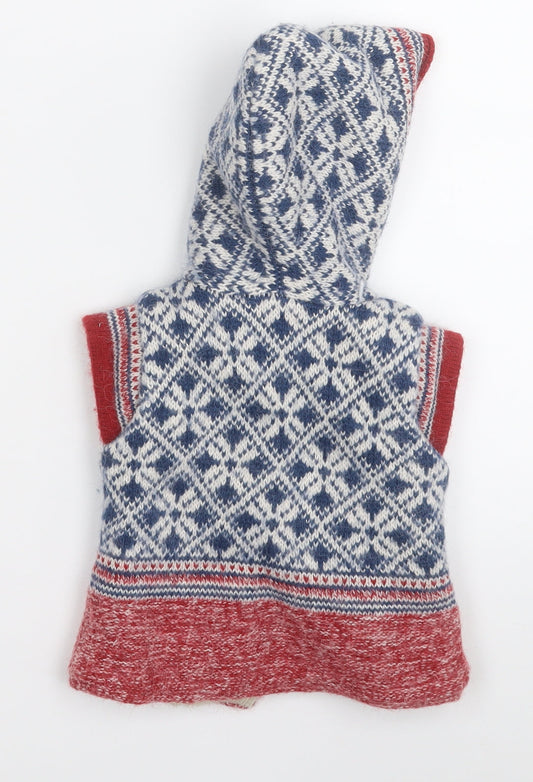 NEXT Boys Multicoloured Geometric Gilet Coat Size 3-6 Months Hook & Eye