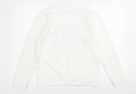 Candy Couture Girls White Polyester Pullover Sweatshirt Size 12-13 Years - Snow Flake