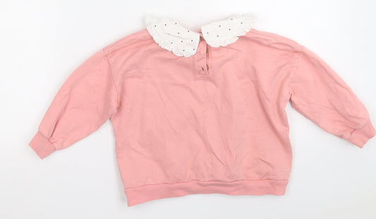 George Girls Pink Cotton Pullover Sweatshirt Size 3-4 Years - Pudsey