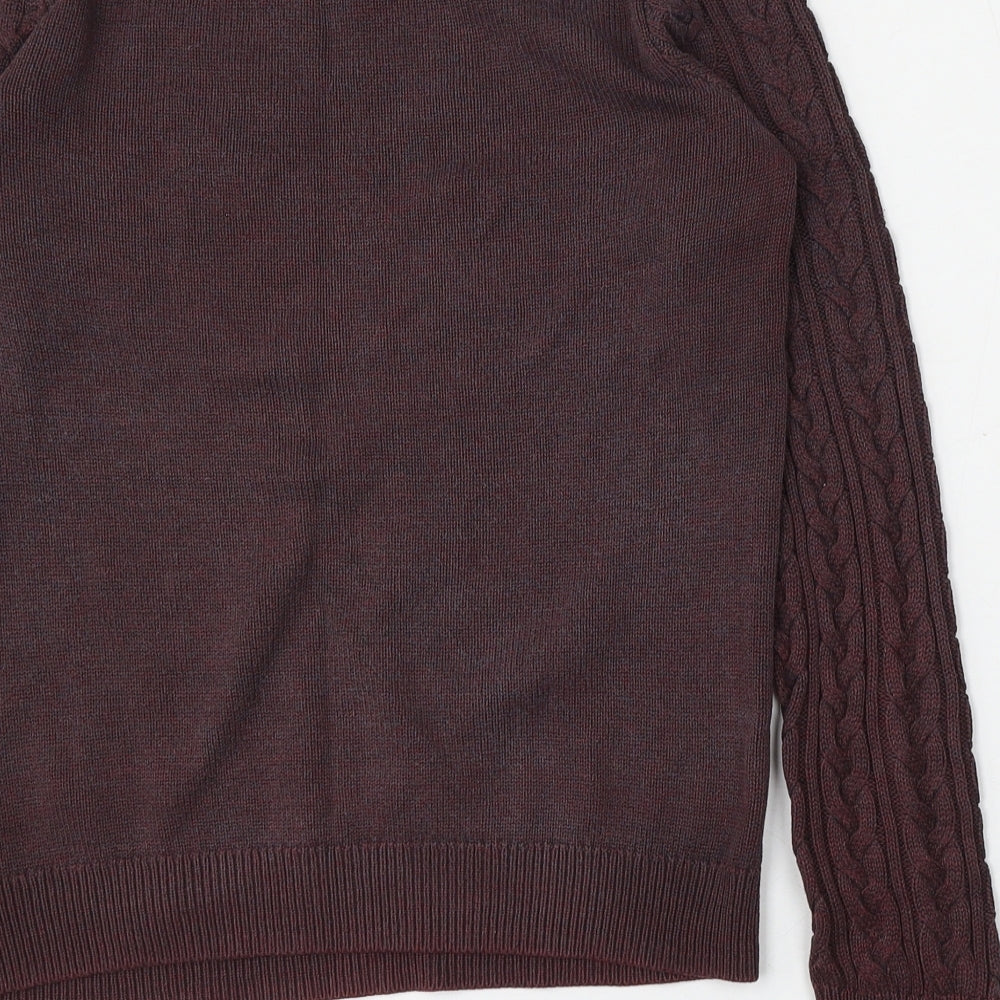 H&M Womens Red Round Neck Acrylic Pullover Jumper Size S