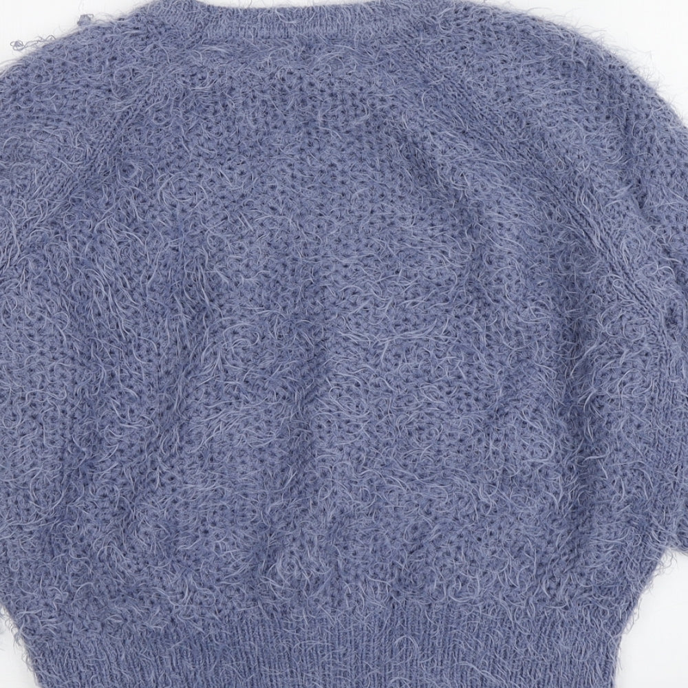 Dorothy Perkins Womens Purple Round Neck Acrylic Pullover Jumper Size 12
