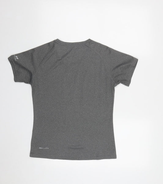 PRO TOUCH Womens Grey Polyester Basic T-Shirt Size S V-Neck