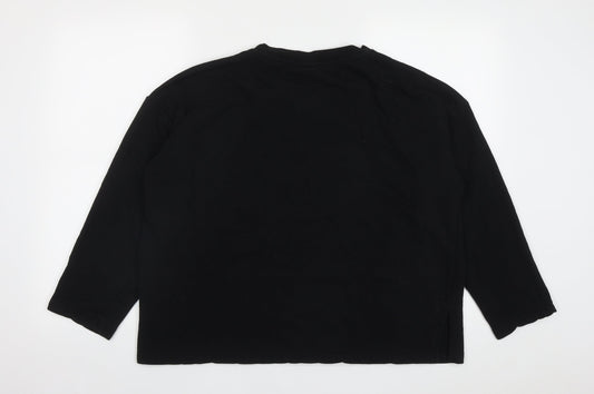H&M Womens Black Cotton Pullover Sweatshirt Size M