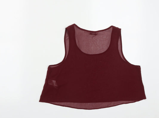 New Look Girls Red Polyester Cropped Tank Size 12-13 Years Round Neck