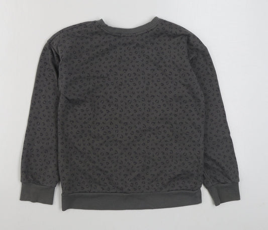 Primark Girls Grey Animal Print Cotton Pullover Sweatshirt Size 10-11 Years Pullover